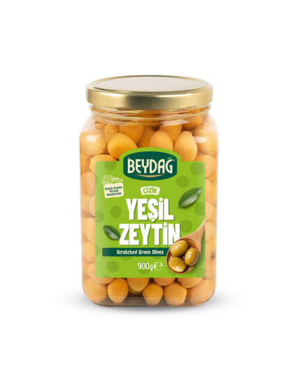 CIZIK_900GR_MOCKUP Beydağ Çizik Yeşil Zeytin 900 gr