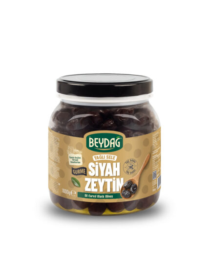 GURME_TAS_BASKI_SIYAH_ZEYTIN_1000GR_MOCKUP Beydağ 201-260 Gurme Yağlı Sele Siyah Zeytin 1 kg