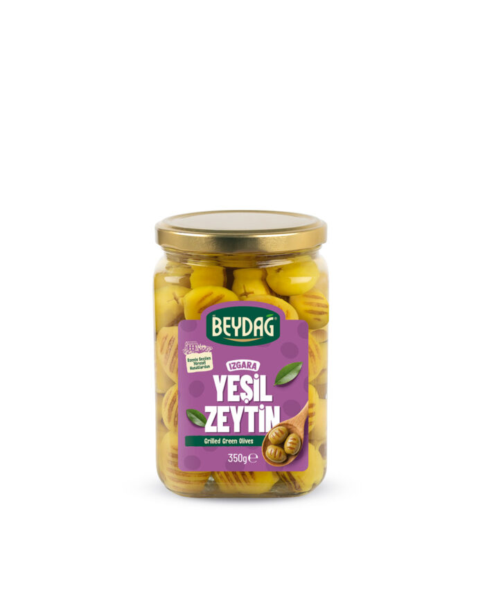 IZGARA_350GR_MOCKUP Beydağ Yağlı Izgara Yeşil Zeytin 350 gr