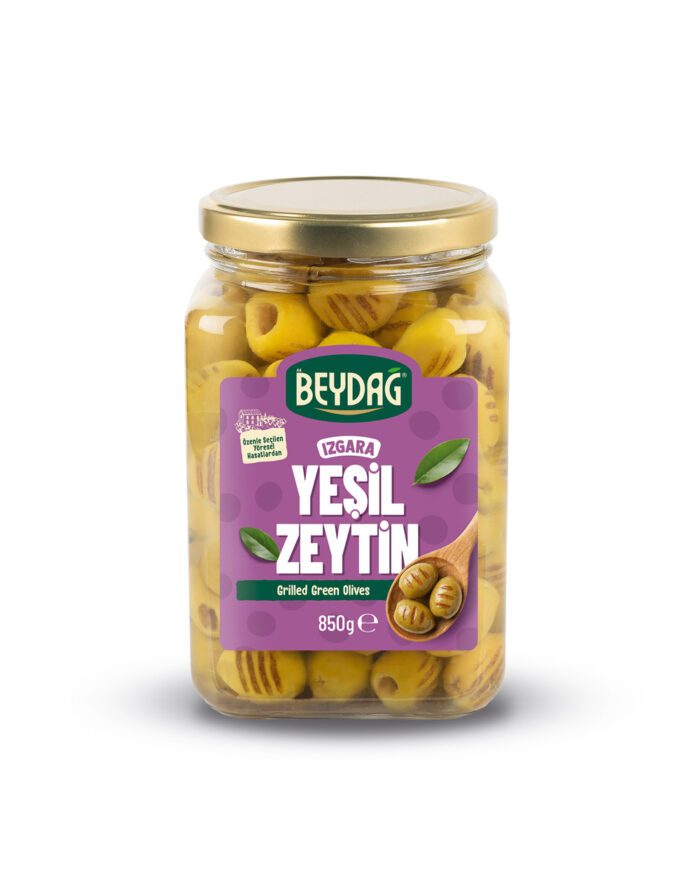 IZGARA_850GR_MOCKUP Beydağ Yağlı Izgara Yeşil Zeytin 850 gr