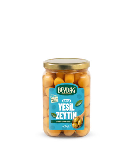 KIRMA_400GR_MOCKUP Beydağ Kırma Yeşil Zeytin 400 gr